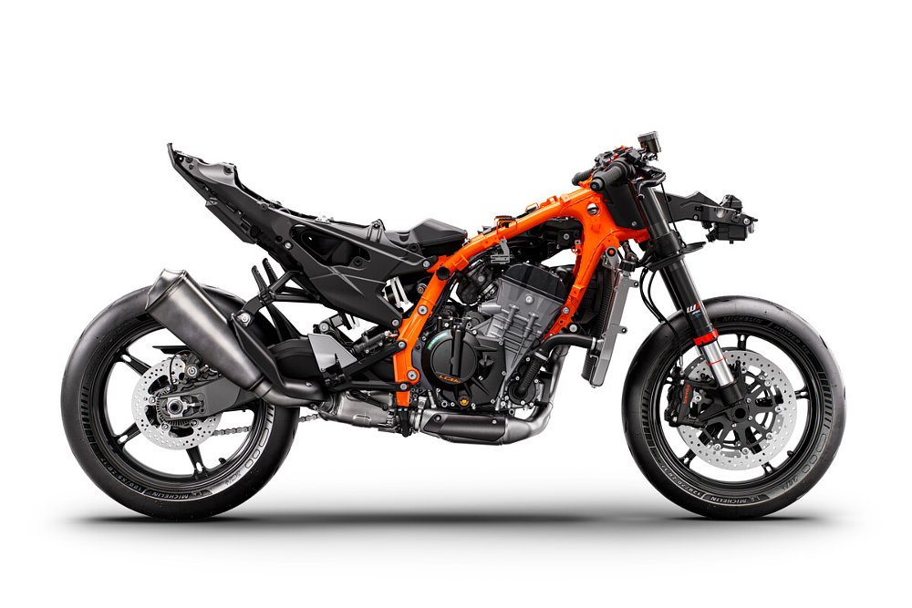 2026 KTM 990 RC R stripped of bodywork panels.