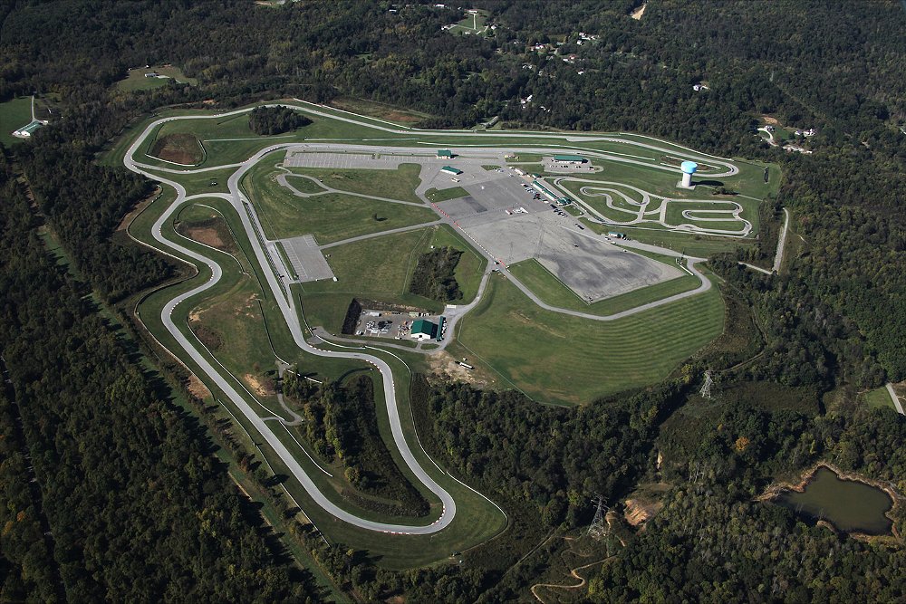 An aerial shot of the Pittsburgh International Race Complex (Pitt Race).