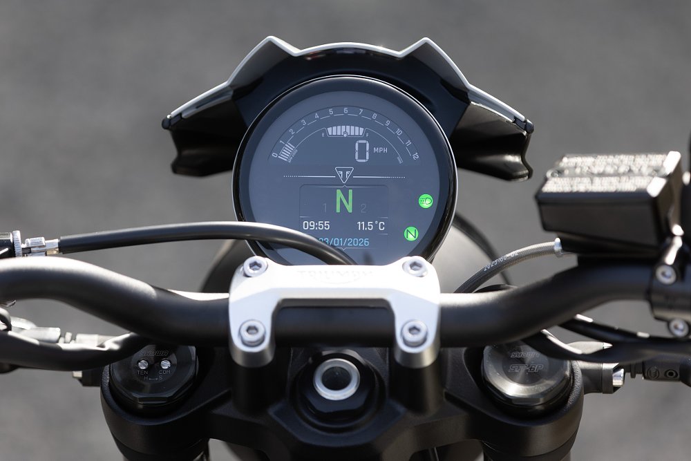 small round digital display on the Trident 800