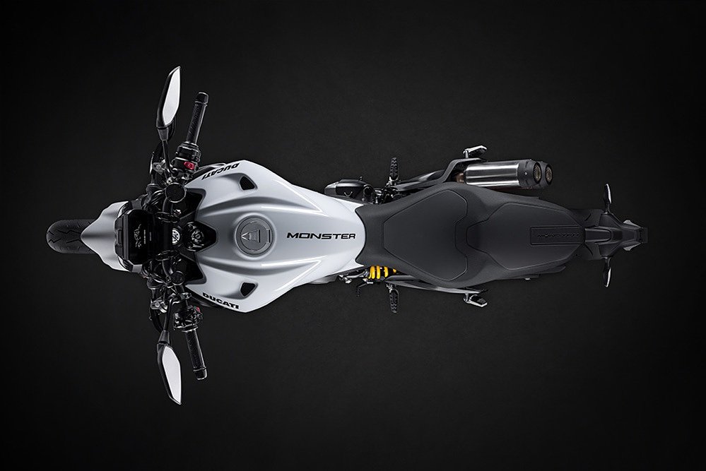 overhead view of the white Monster in a studio photo