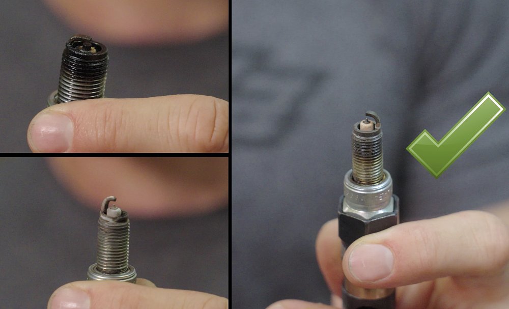Spark plug condition comparison