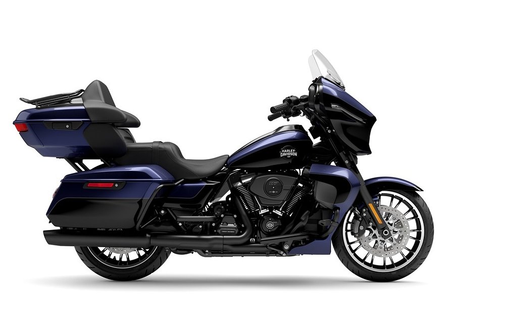 studio photo of a purple and black Street Glide