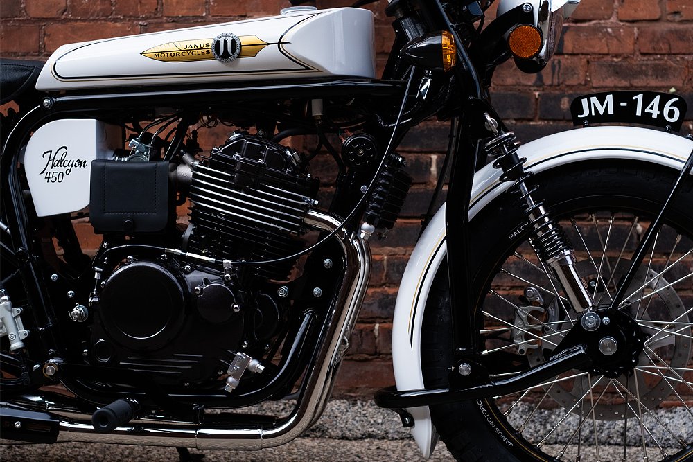 A close up of the 445 cc single housed within the Halcyon 450. 