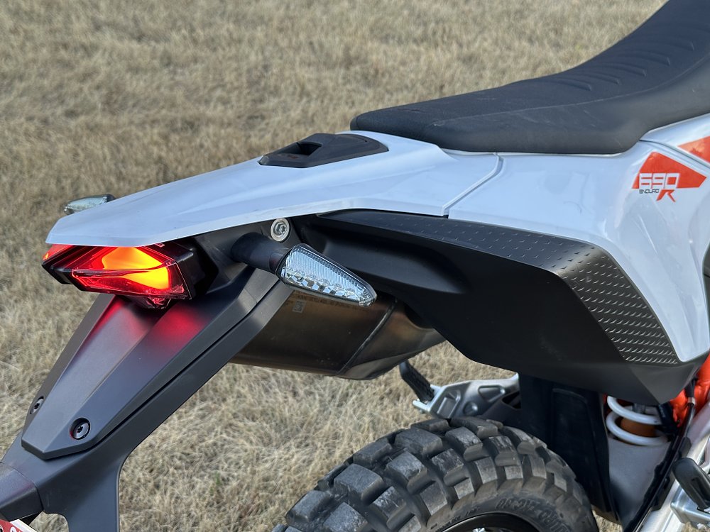 2026 KTM 690 Enduro R tail section and fuel tank detail.