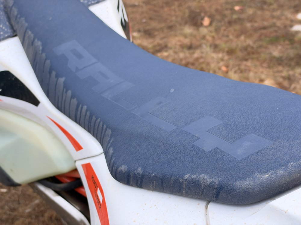 2027 KTM 690 Rally seat detail.
