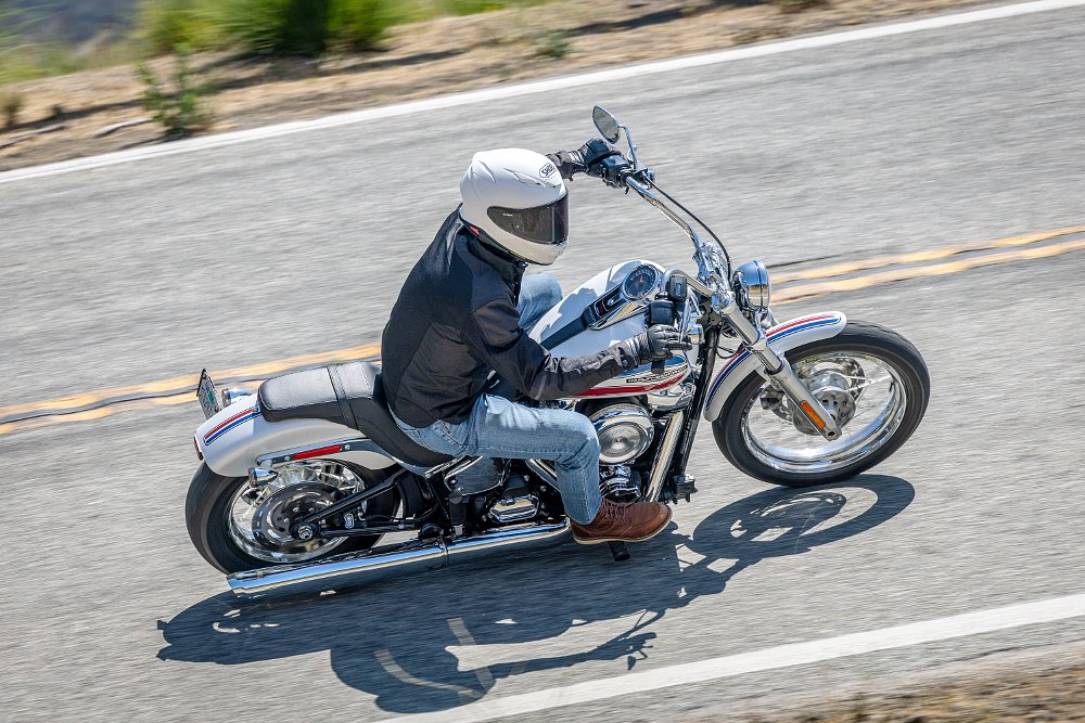 Dustin Wheelen riding a Harley-Davidson