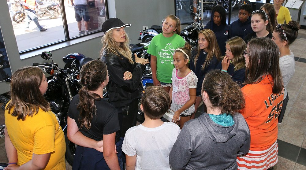 Karen Davidson speaks to girls