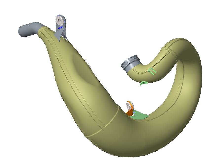 3D modeled KTM two-stroke exhaust