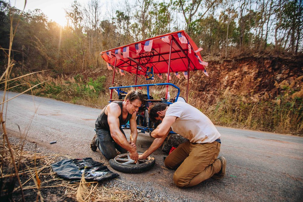 fixing flat tire