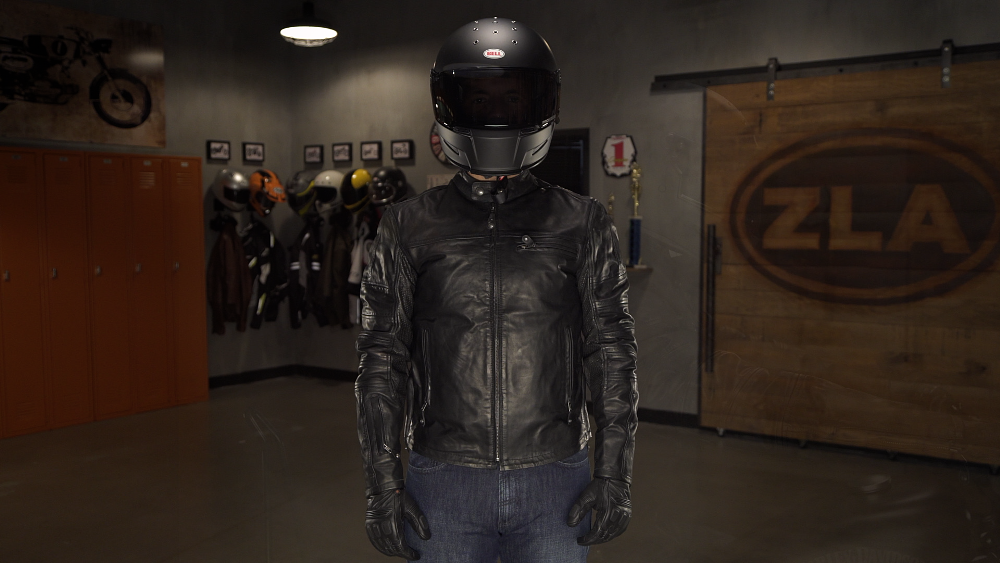 Casual leather motorcycle jacket