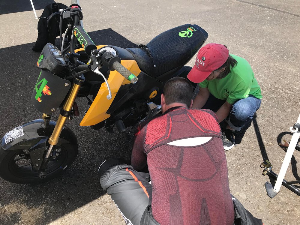 repairing the crash damage to the Grom
