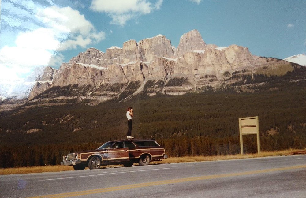 taking a photo from the Ford's roof