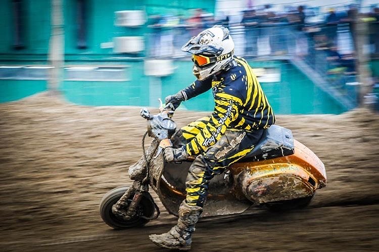 Ari riding the VespaCross racer