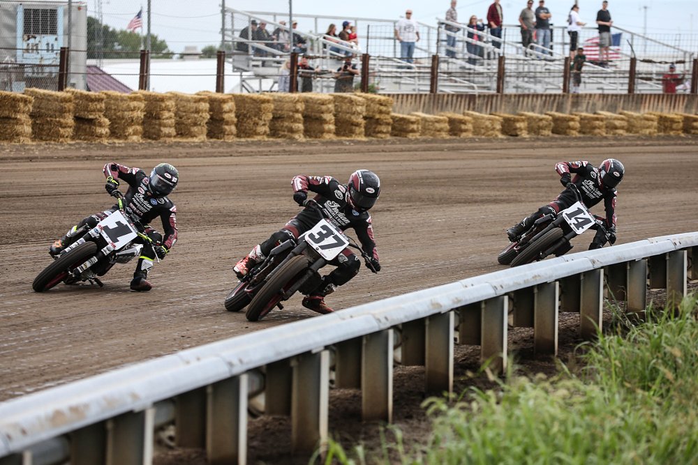 Indian Wrecking Crew flat-track race team on track