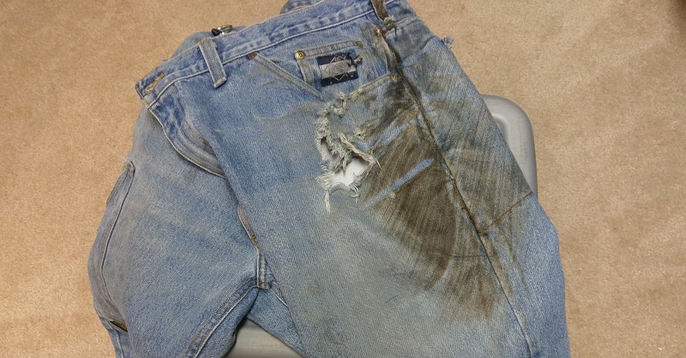 Crashed riding jeans