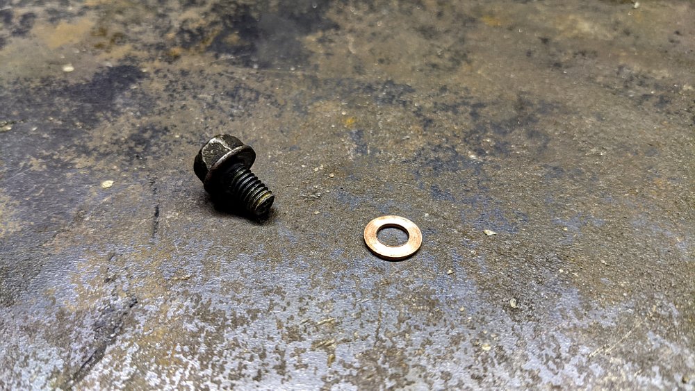 Motorcycle coolant drain bolt crush washer