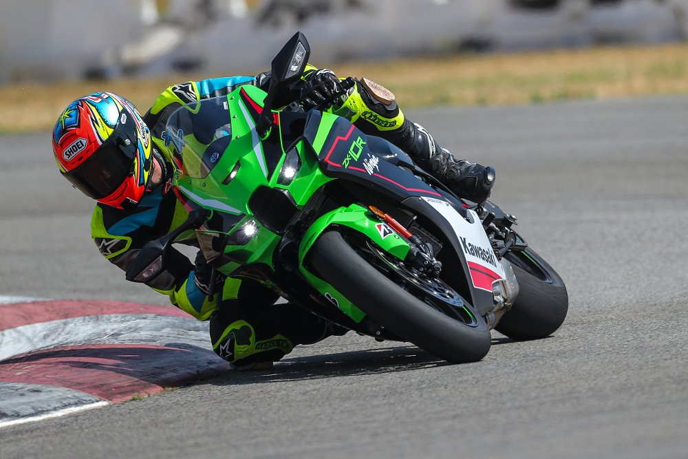 2021 Kawasaki ZX-10R head on in a right-hand turn