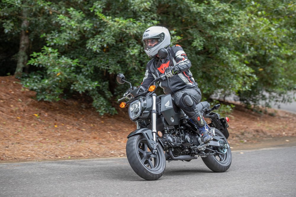 Riding the Grom on a narrow road