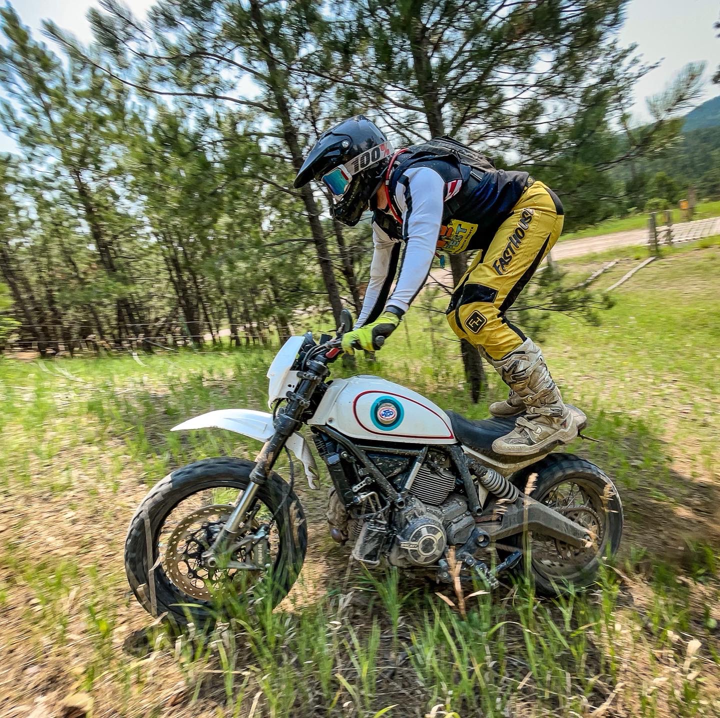 Surfing a Ducati Scrambler one footed up a hill is not recommended. 