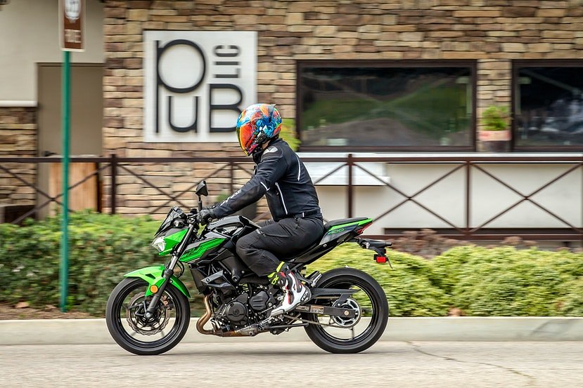 The Kawasaki Z400 is a lightweight and comfortable sport bike. The Z400 can easily tackle the high speeds of the interstate but nimble enough to confidently push both man and machine through some twisty roads.