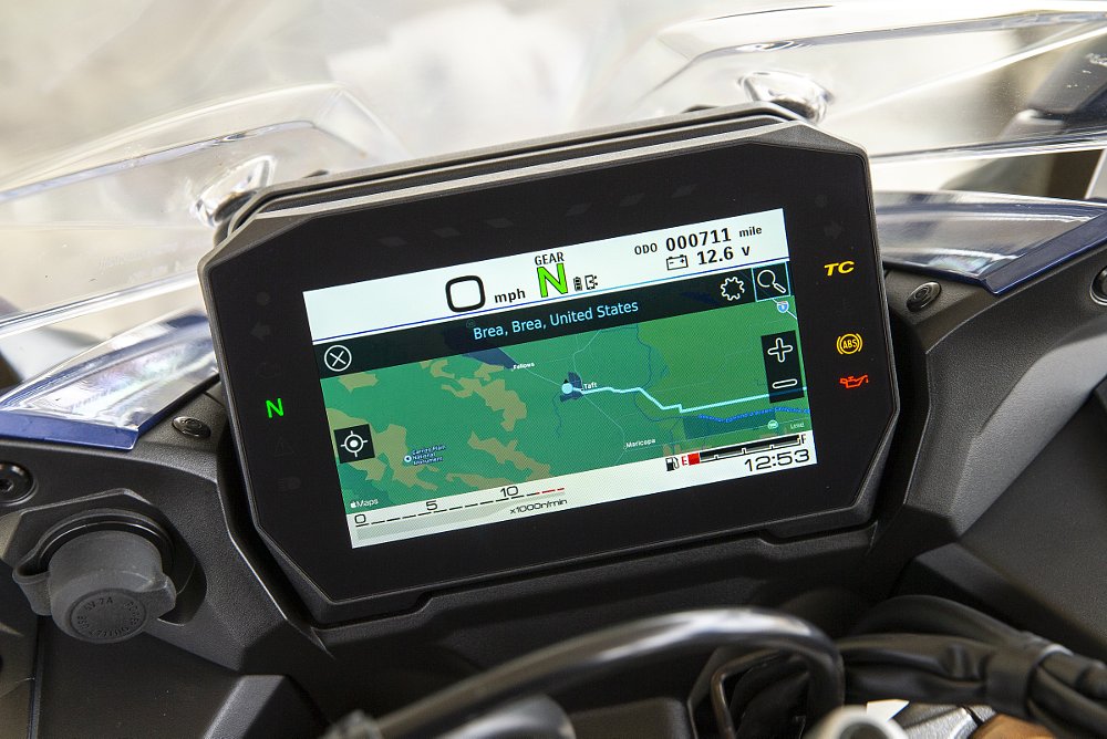 Suzuki GSX-S1000GT+ display showing navigation map