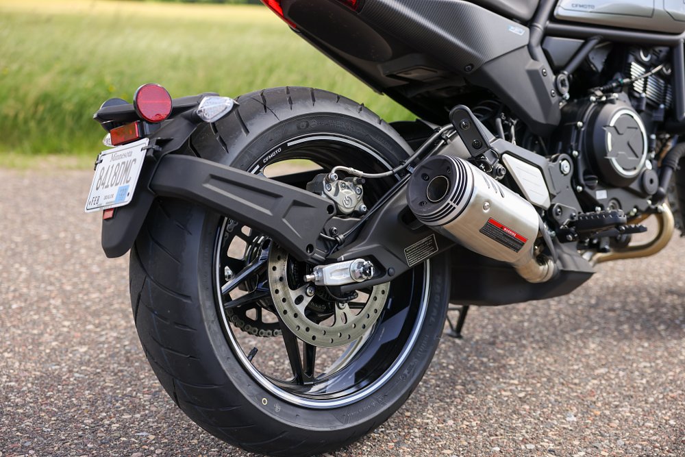 The stock exhaust on the 700CL-X Sport looks pretty sharp and has some tasteful sound output.