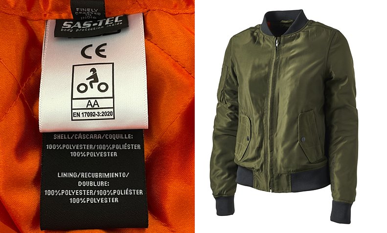 photo of the RSD cambria jacket and CE tag