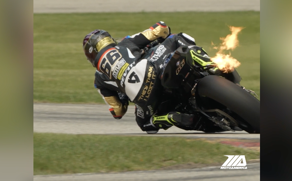 PJ Jacobson YZF-R6 backfire