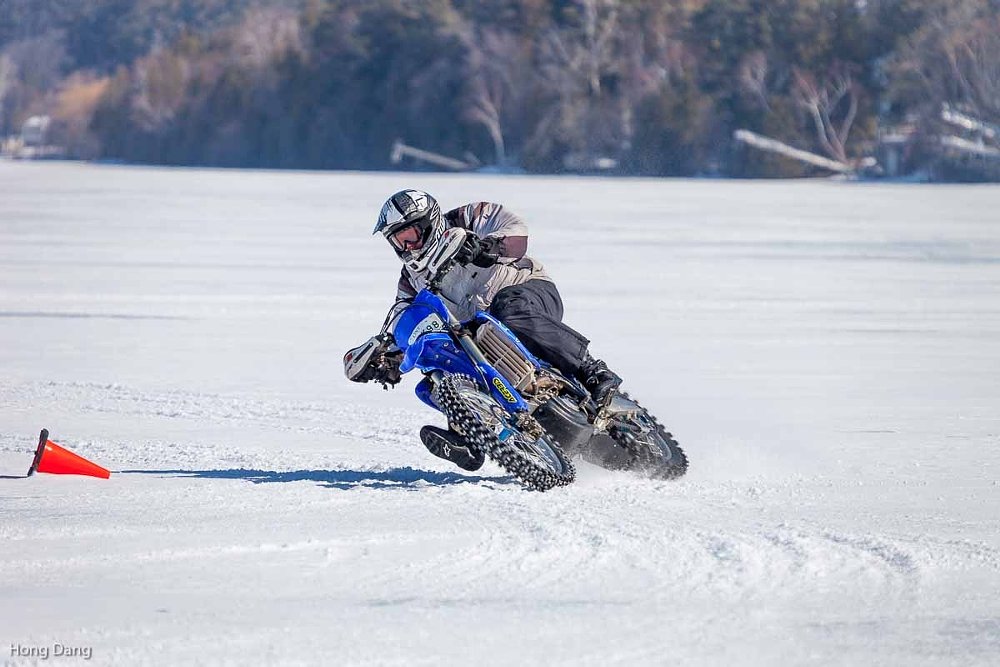 ice riding on a frozen lake