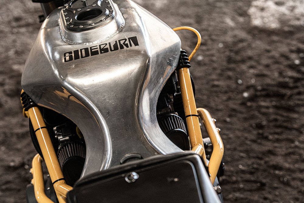 view of the shaped alloy fuel tank from above