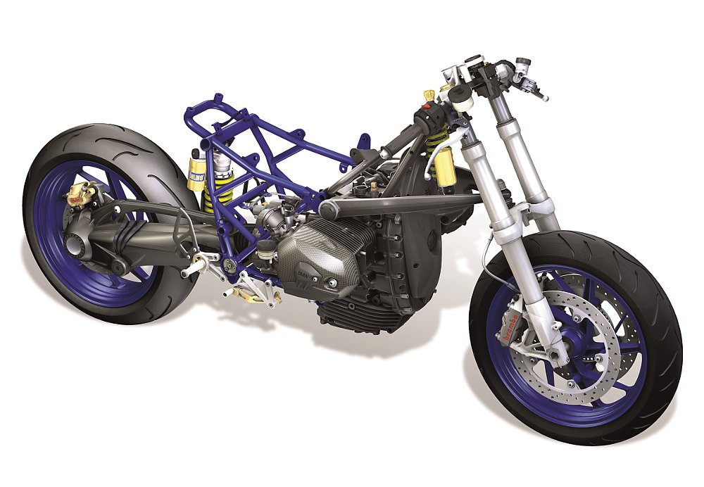 illustration showing the frame of the BMW HP2 Sport