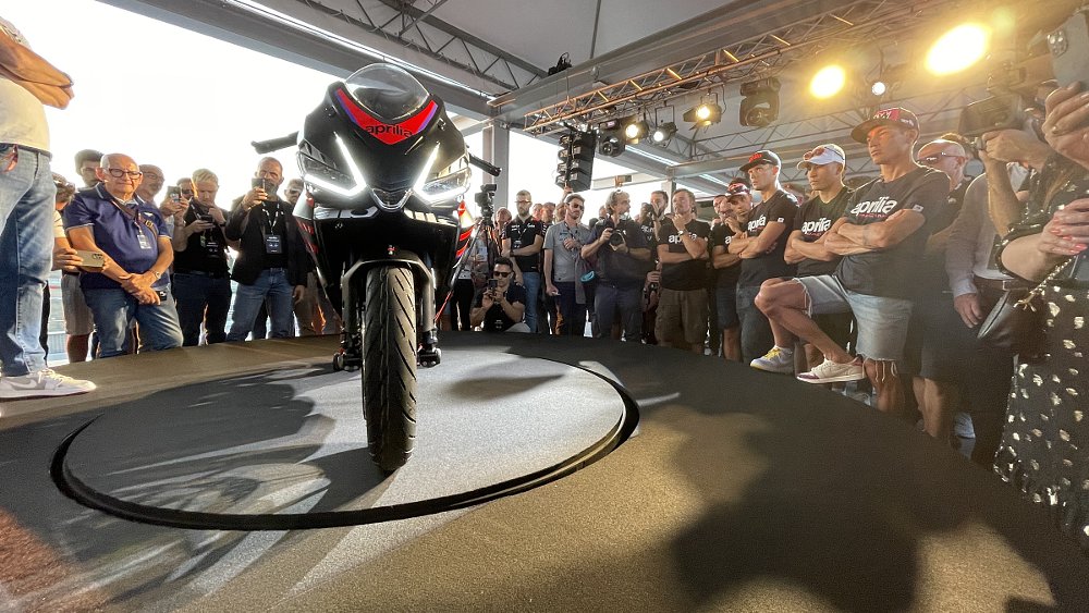 Aprilia RS 457 on the stage at the introduction