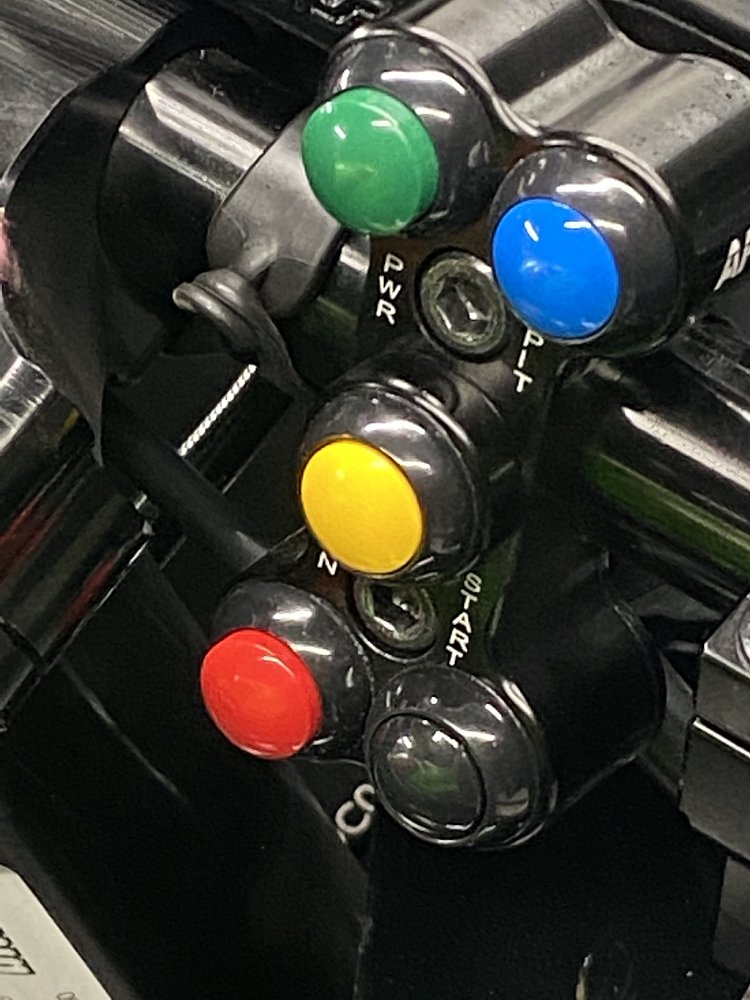 colored buttons on righthand switchgear on the Graves ZX-4RR
