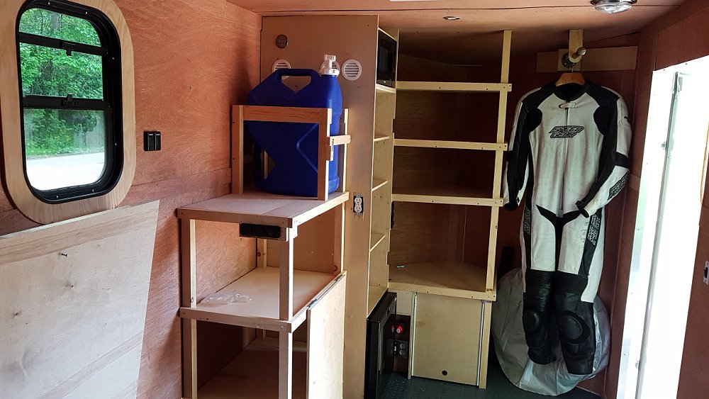 interior shelves and storage areas