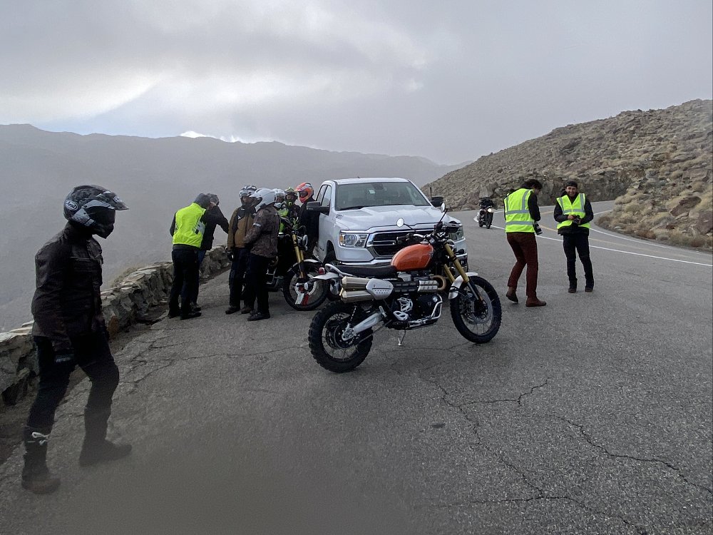 2024 Triumph Scrambler press launch wind and rain