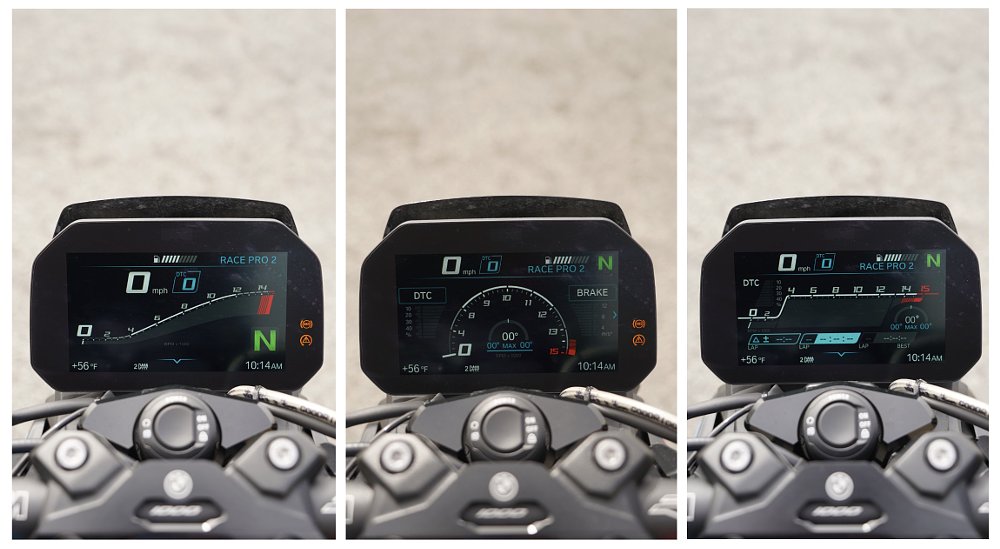 BMW M 1000 R TFT dash display options detail.