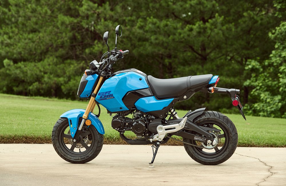 side view of a blue Grom