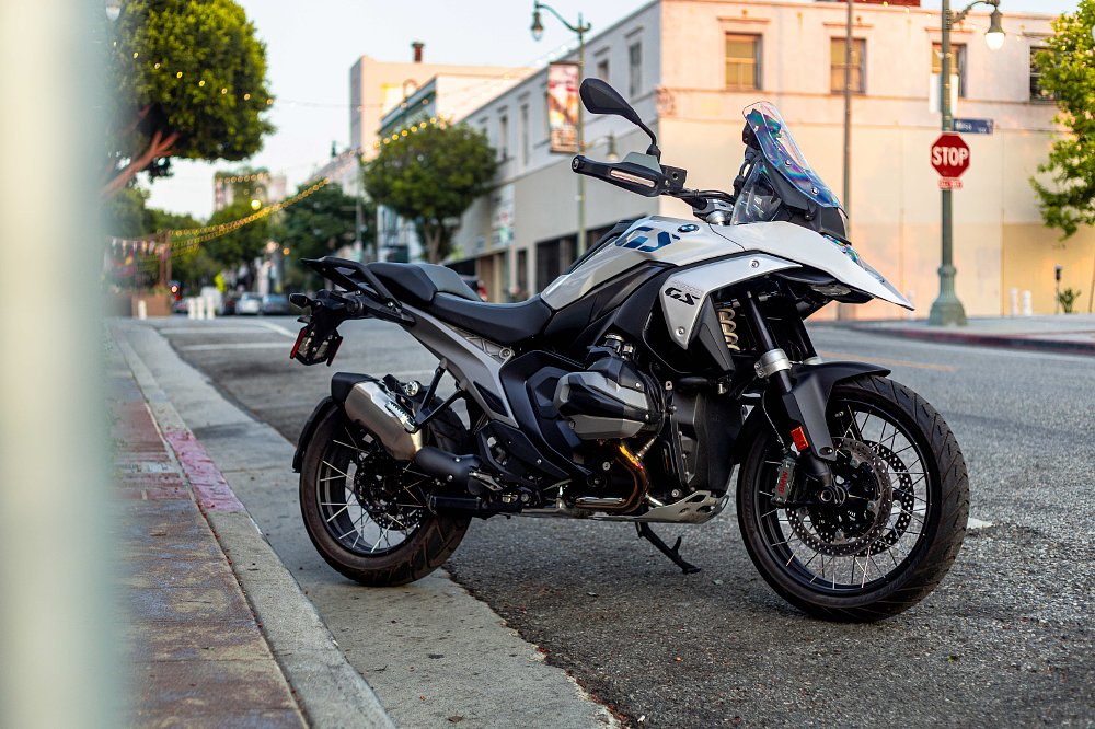 2024 BMW R 1300 GS parked on a city street.