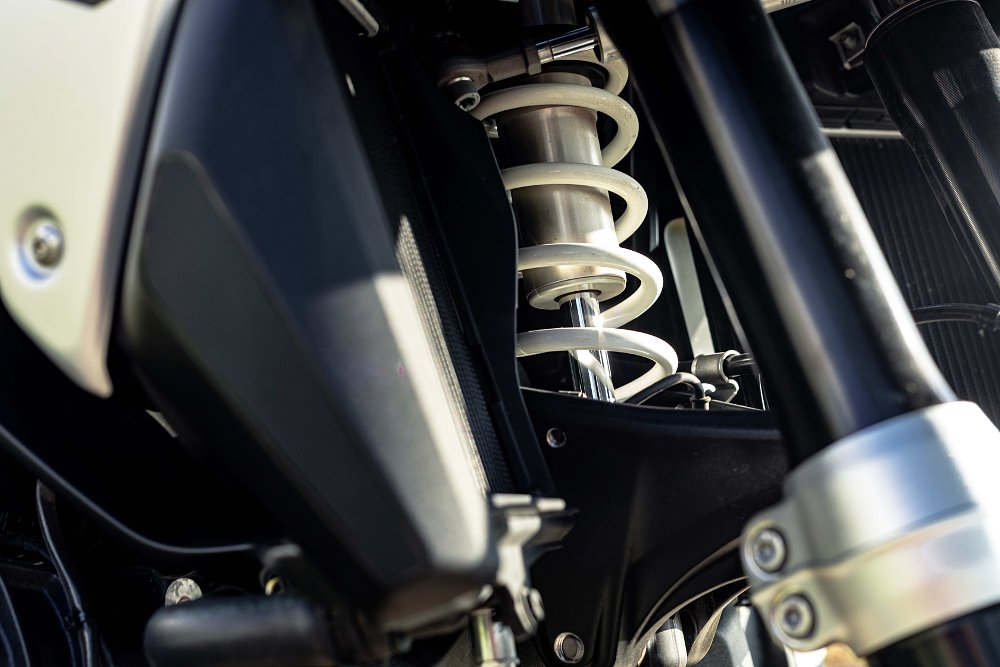 2024 BMW R 1300 GS Telelever front suspension detail.