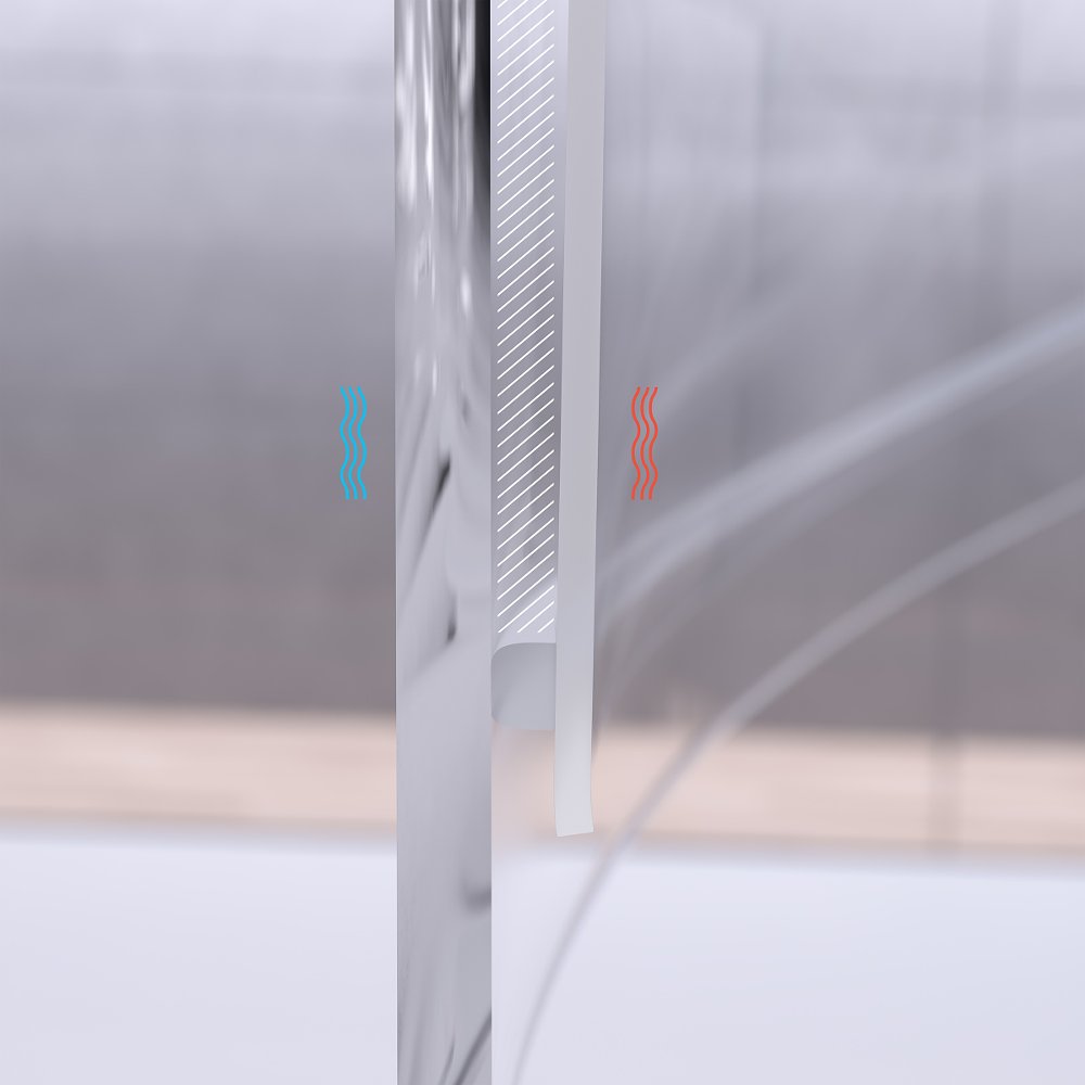 cutaway view of edge of faceshield and insert