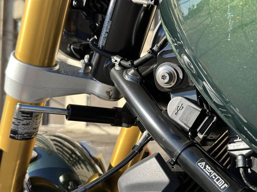 2024 BMW R 12 nineT USB port detail.