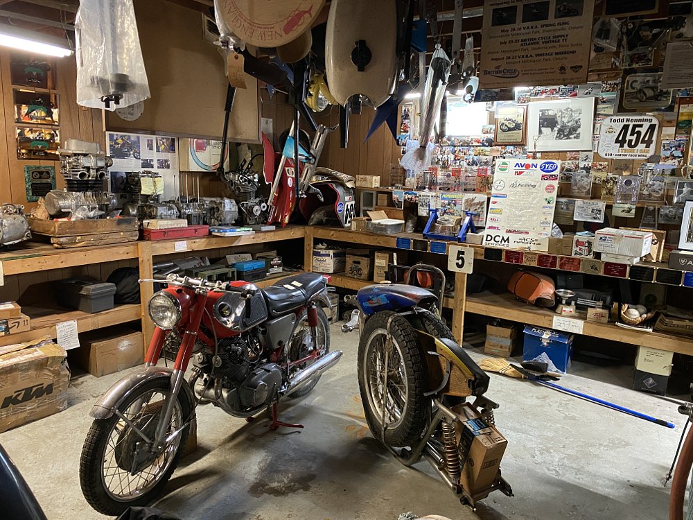 Honda CB77 and Bultaco parts in Henning basement