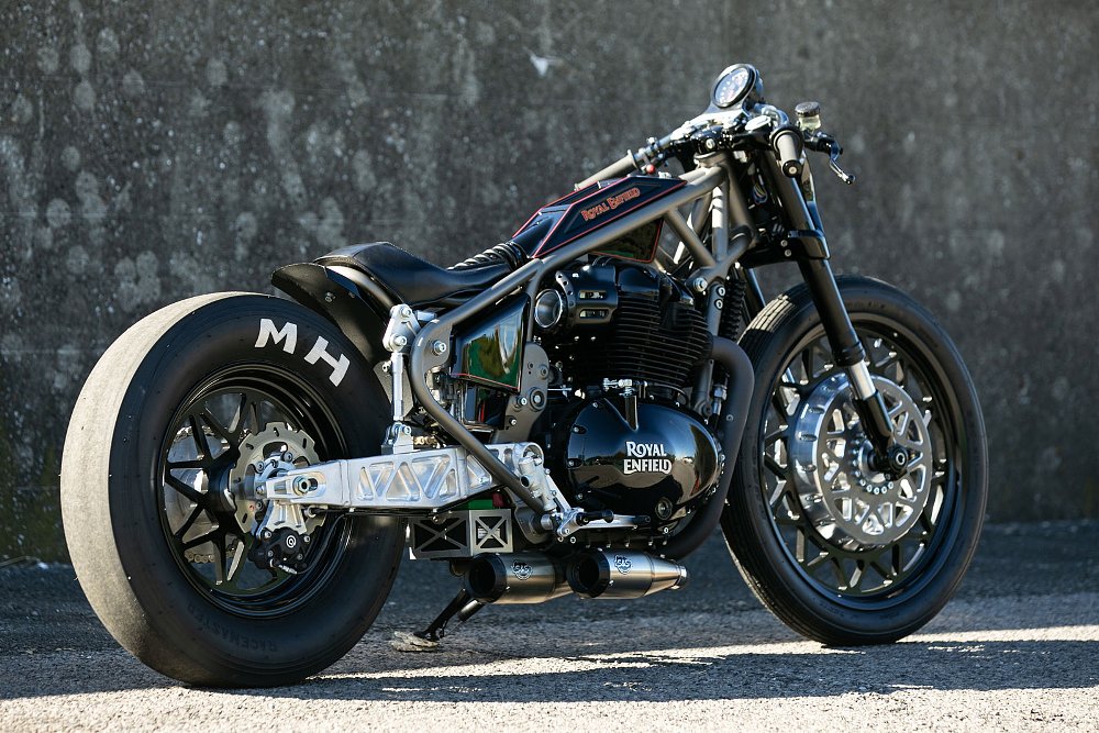 rear side view of the stripped down custom