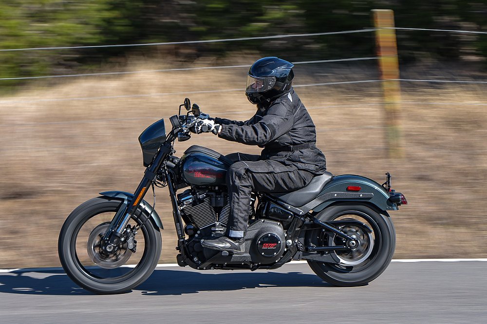 side view of a rider on a Low Rider S