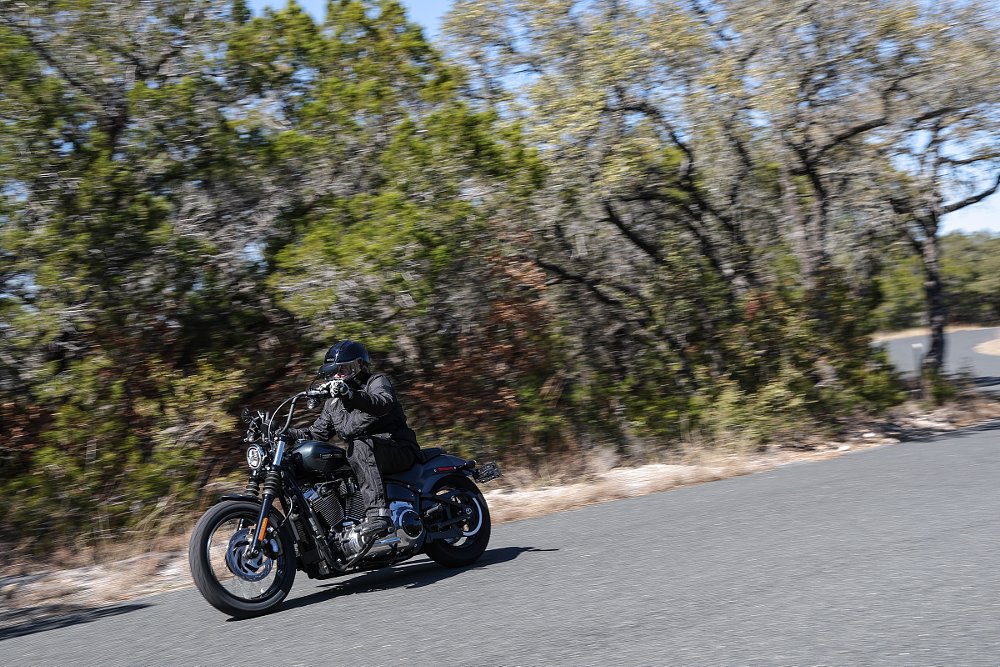 rider on a country road on a Street Bob