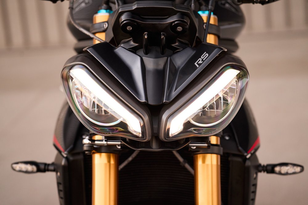 close view of the headlights with daytime running lights
