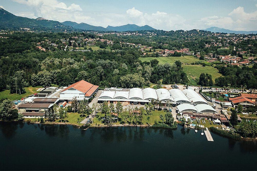 A bird's eye view of MV Agusta's Schiranna, Italy, factory.