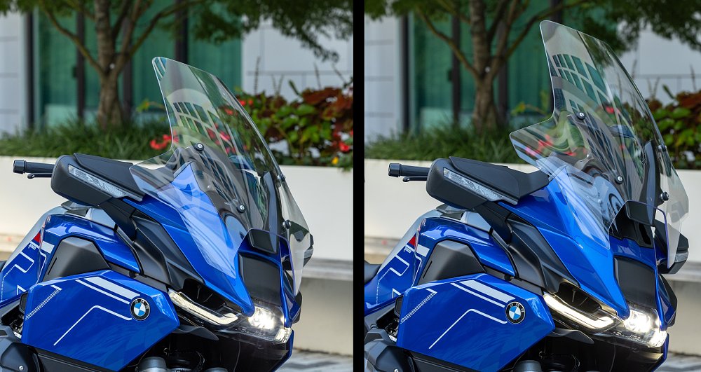two images of the windscreen in the two positions